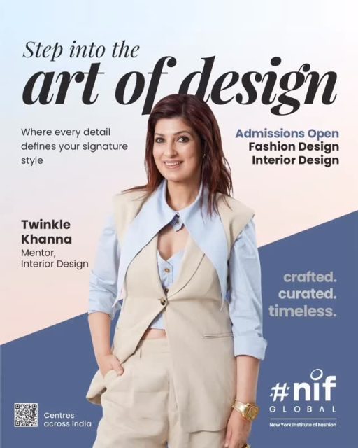 Front Step into a space where creativity feels real and ideas start taking shape, guided by NIF Global Mentor Twinkle Khanna.
Build your perspective, explore your style, and create work that truly reflects you.
Admissions Open 2026
#NIFGlobal #TwinkleKhanna #AdmissionsOpen #DesignYourFuture #CreativeCareers