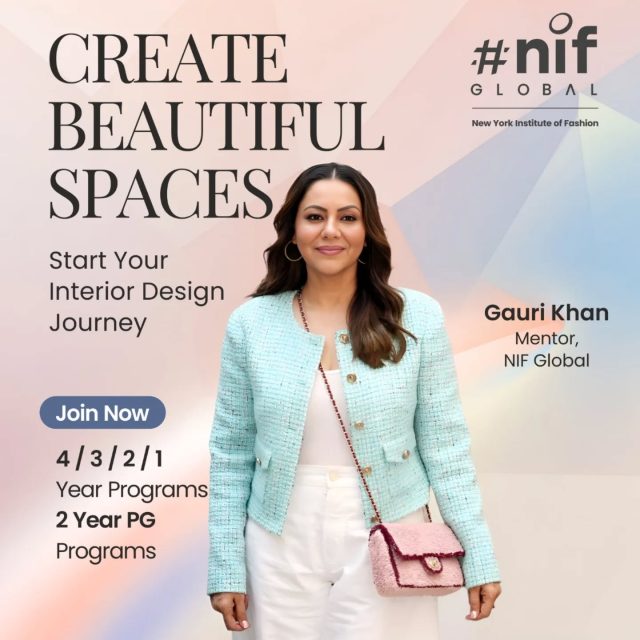 Step into a world where creativity shapes every corner and design becomes a lifestyle.
Guided by Gauri Khan, mentor at NIF Global, discover the art of transforming spaces with vision, elegance, and purpose.

Admissions Open 2026.

#NIFGlobal #InteriorDesign #DesignYourFuture