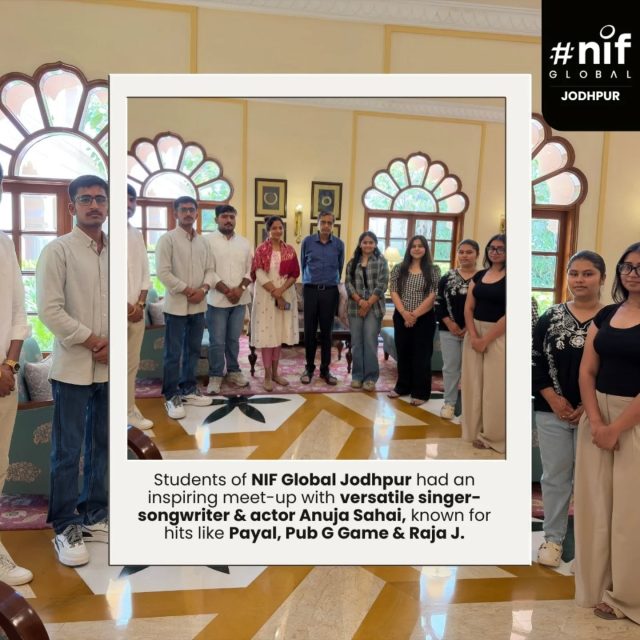 NIF Global Jodhpur students had an Awesome time with @anujasahaiofficial

Anuja Sahai  is a versatile Indian singer-songwriter, actor, and anchor known for her work in Bollywood, South Indian, and Punjabi music industries

#NifGlobalJodhpur #celebritimeet #interaction 
#FashionDesign #InteriorDesign