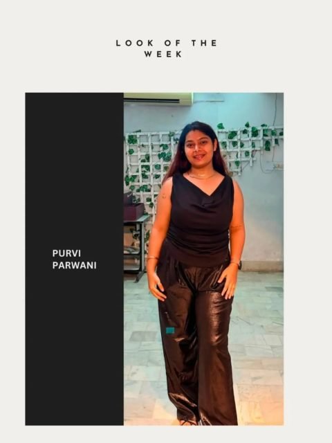 || Look of the Week || Purvi parwani #interiordesign student of NIF GLOBAL JODHPUR
In frame - @purviparwani02
.
.
A sleek black cowl-neck top paired with glossy, wide-leg trousers creates a bold, contemporary look.
The monochromatic styling adds a chic, effortless edge with a subtle touch of glamour.
 .
Post credit - @tanishka_jain28