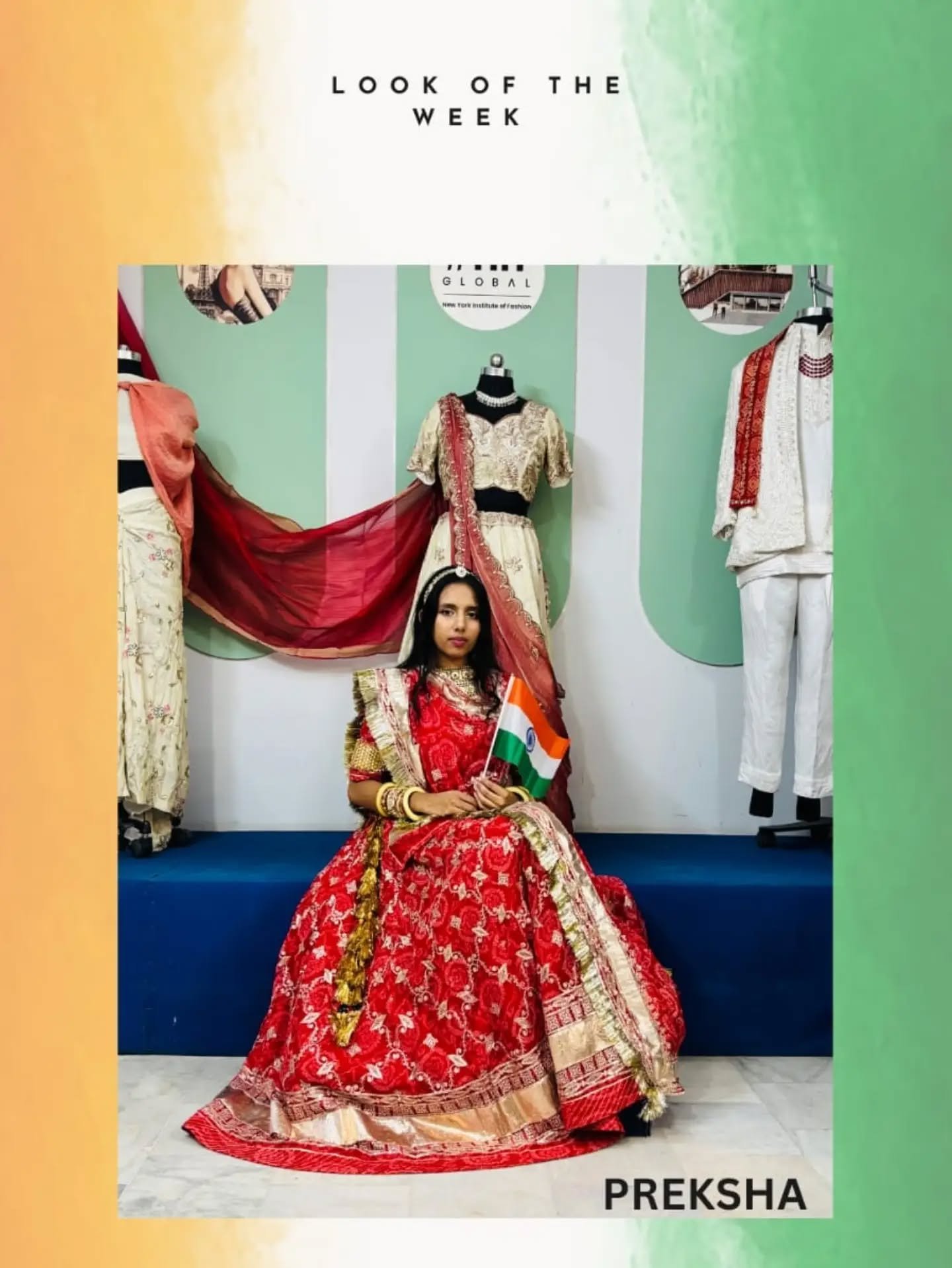 || Look of the Week || Preksha #interiordesign student of NIF GLOBAL JODHPUR
In frame - @preaksha_17
.
.
A red rajputi poshak from Rajasthan , adorned with intricate golden embroidery, paired with a statement dupatta and traditional jewellery. A perfect blend of elegance and grandeur.
.
.
A vibrant celebration of India’s unity in diversity, bringing together different cultures, traditions and identities through one look.
A reminder that despite our differences, we stand together as One India. 🇮🇳
.
Post credit - @tanishka_jain28