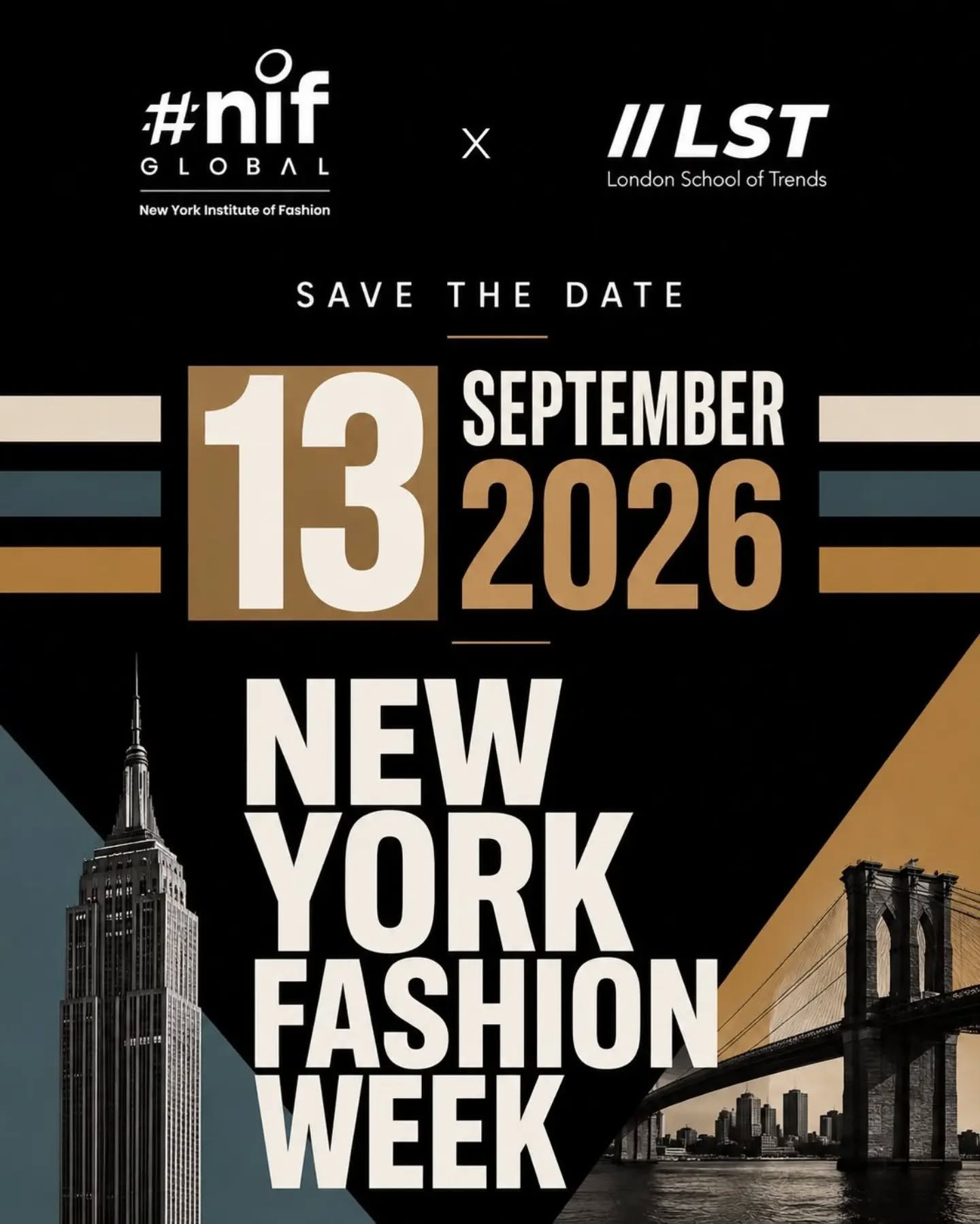 From design dreams to the global fashion stage. ✨🗽
NIF Global students are ready to showcase their creativity on an exclusive global platform.
13 September 2026 | New York Fashion Week
A moment to create. A journey to inspire. A stage to shine. ✨
#NIFGlobal #NewYork #GlobalFashion #FashionStudents #DesignJourney